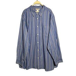 King Size Button Shirt Men 3XL Big 3XB Striped Vertical Workwear Casual Modern